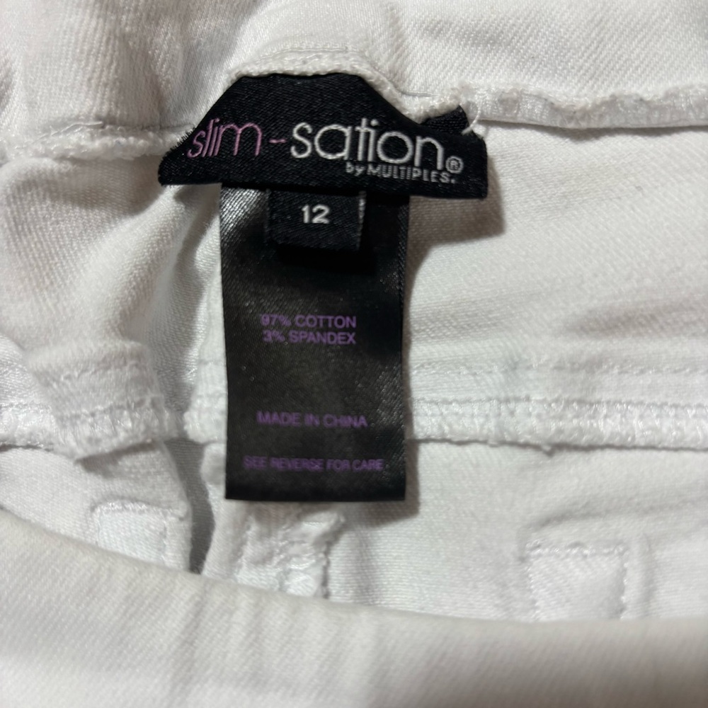 Slim-Sation White Cropped Jeans for Women With Fringed Legs - Picture 4 of 4